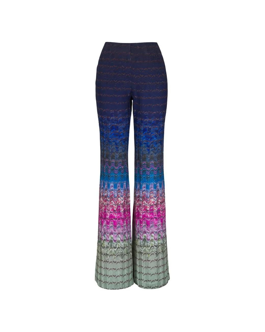 Missoni Blue Dégradé Viscose Lamé Flare Trousers