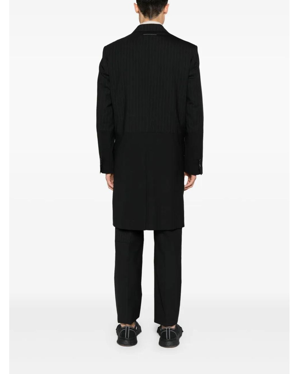 MM6 by Maison Margiela Black Panelled Single-Breasted Coat for men