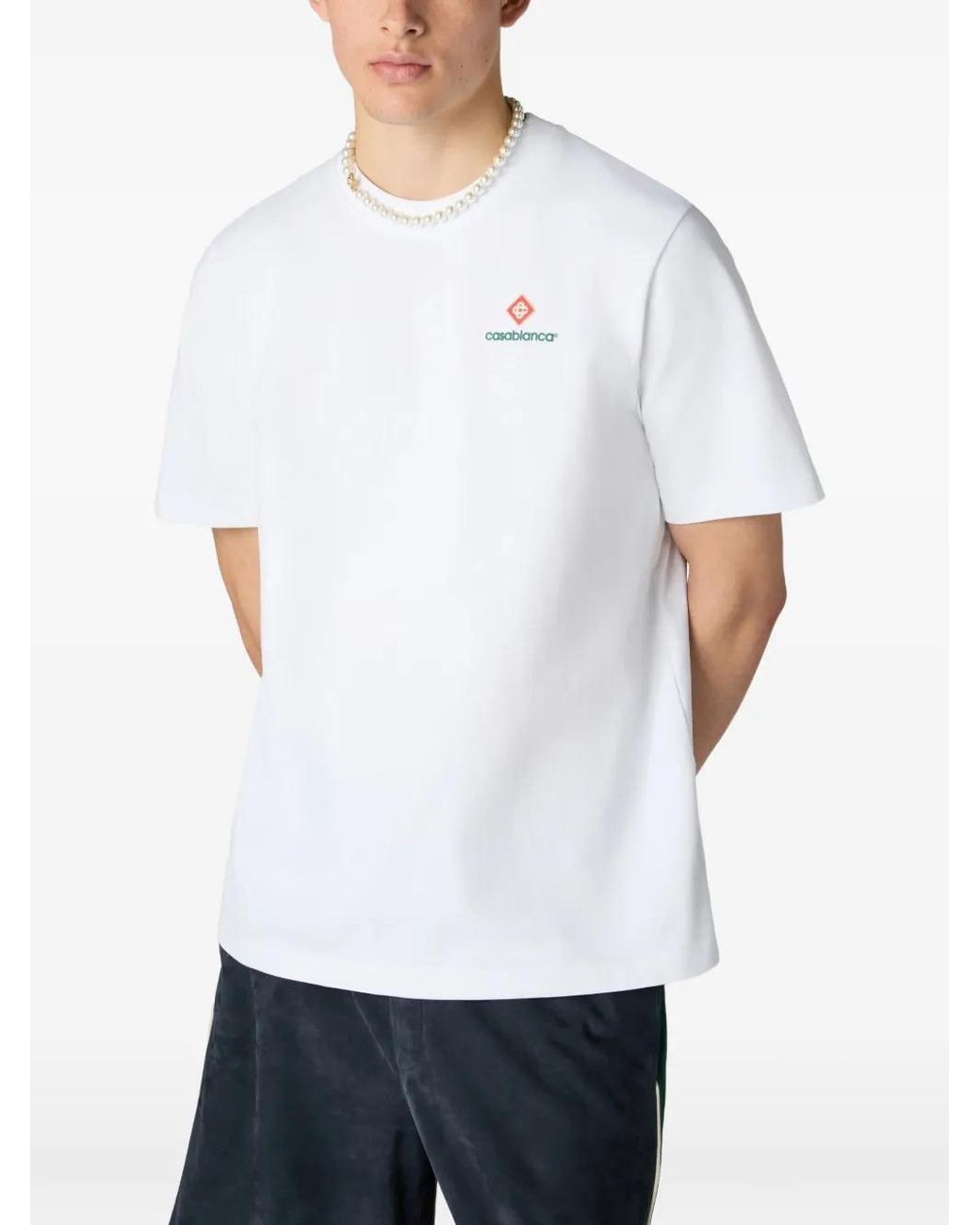 Casablanca White Organic Cotton Jersey T-Shirt for men