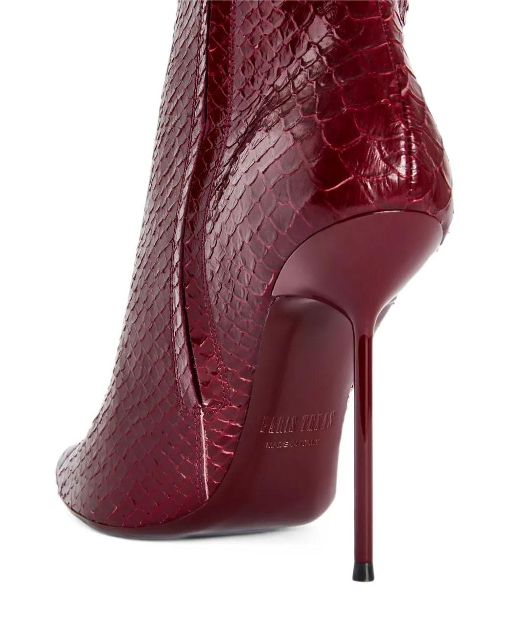 Paris Texas Red Lidia Python-Effect Calfskin Boots