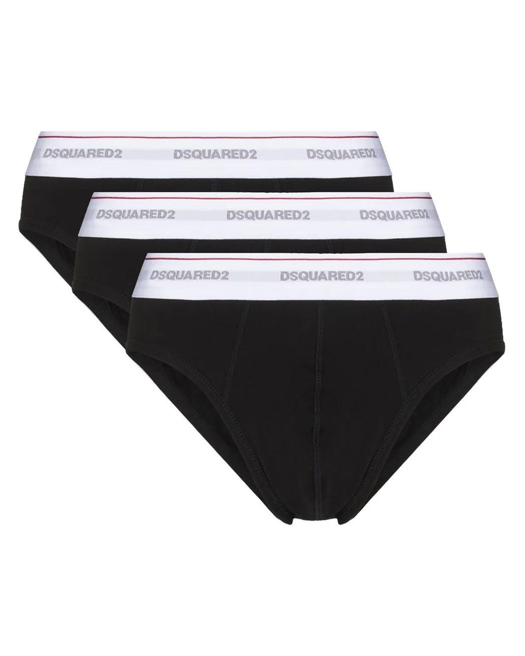 DSquared² Black Logo-Waistband Briefs (Pack Of Three) for men
