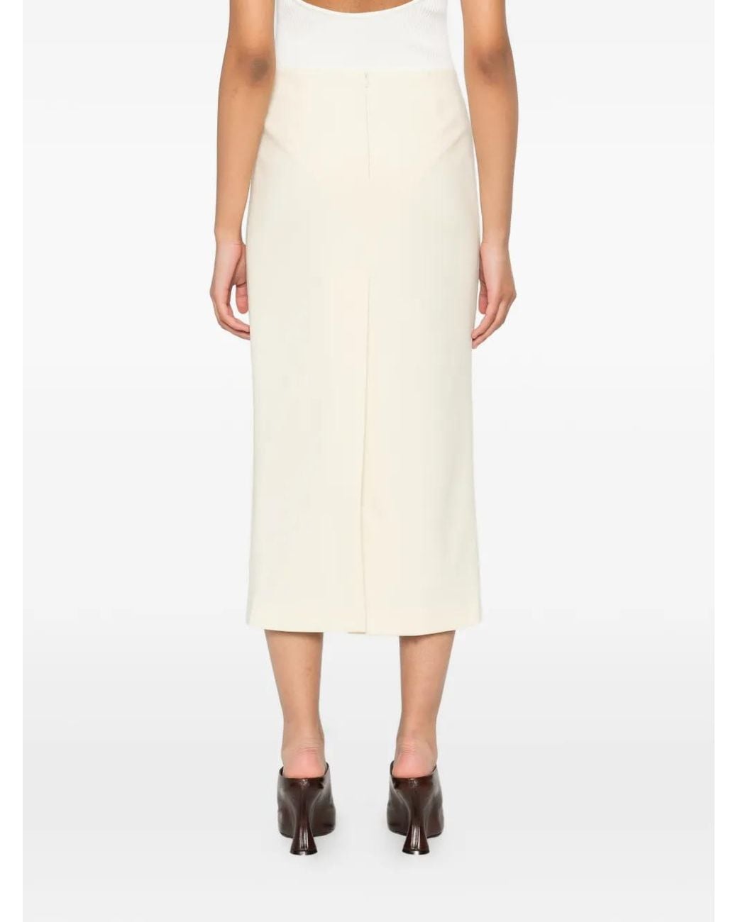 A.M.G White Slim Midi Skirt