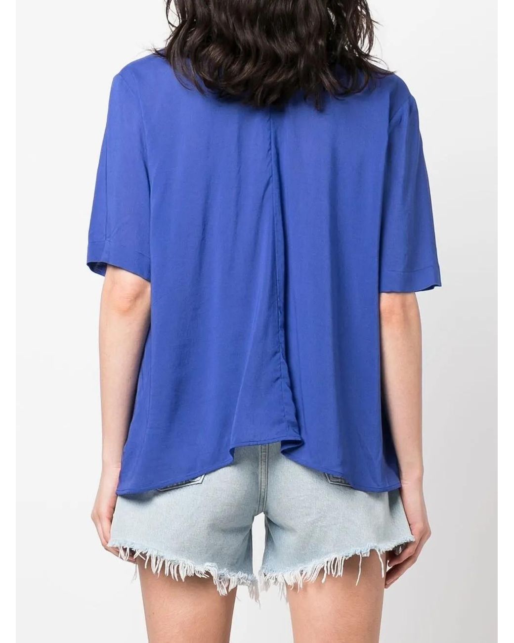 Xacus Blue V-Neck Blouse