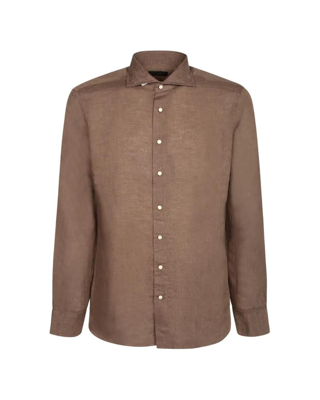 Dell'Oglio Brown Long-Sleeve Button-Up Shirt for men