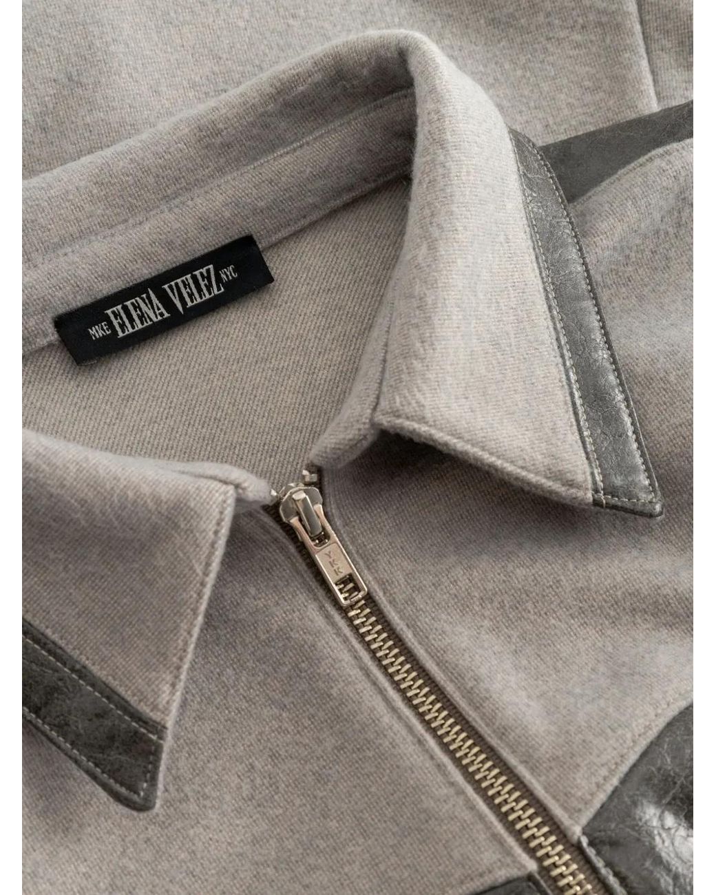 Elena Velez Gray Racer Zip-Front Jacket