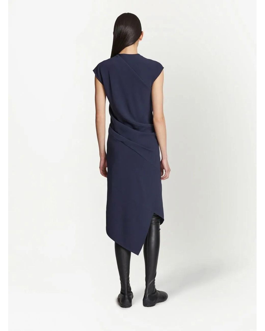 Proenza Schouler Blue Draped-Detail Asymmetric Dress
