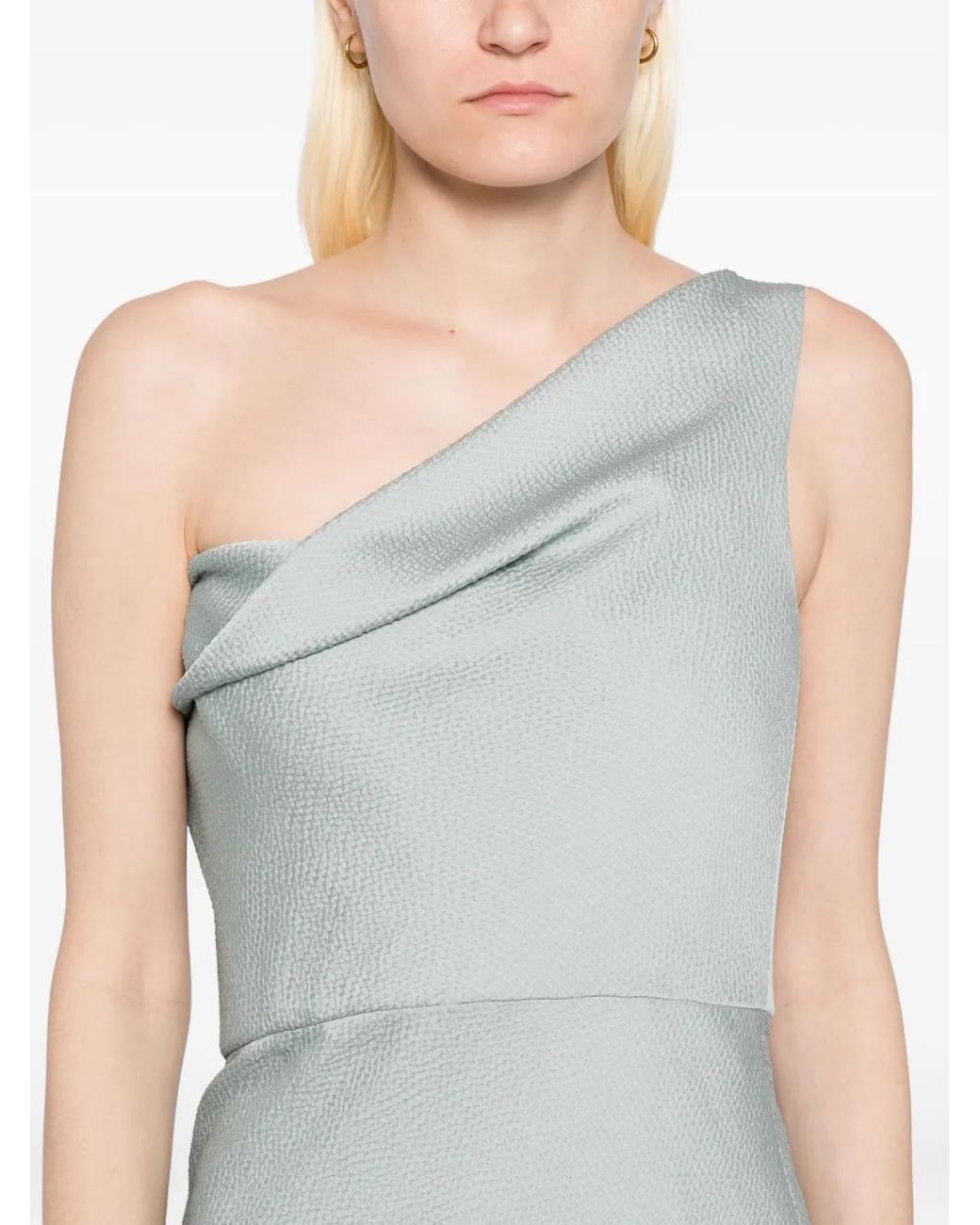 Amsale White Satin Hammered Gown