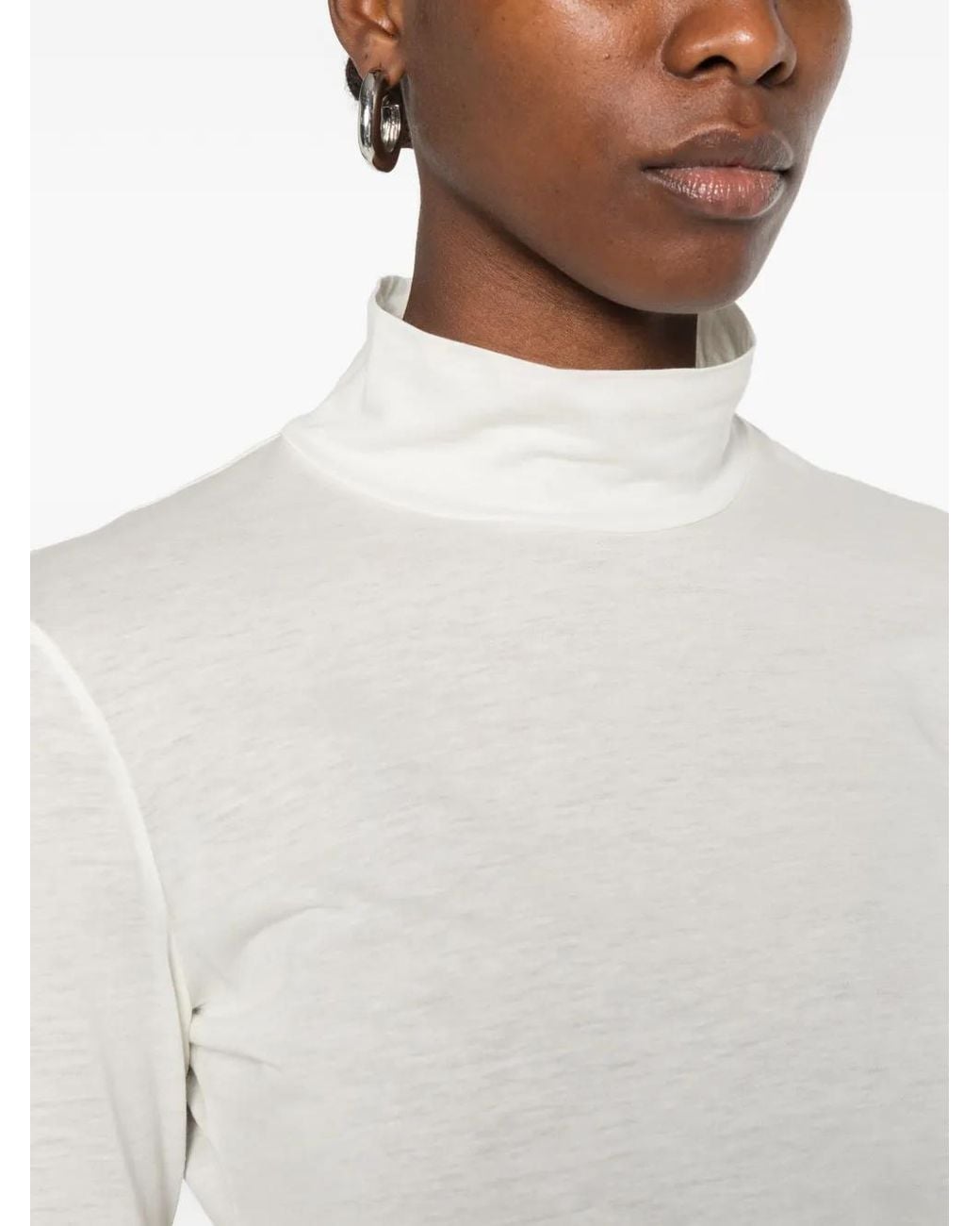 Eleventy White High-Neck Long-Sleeve T-Shirt