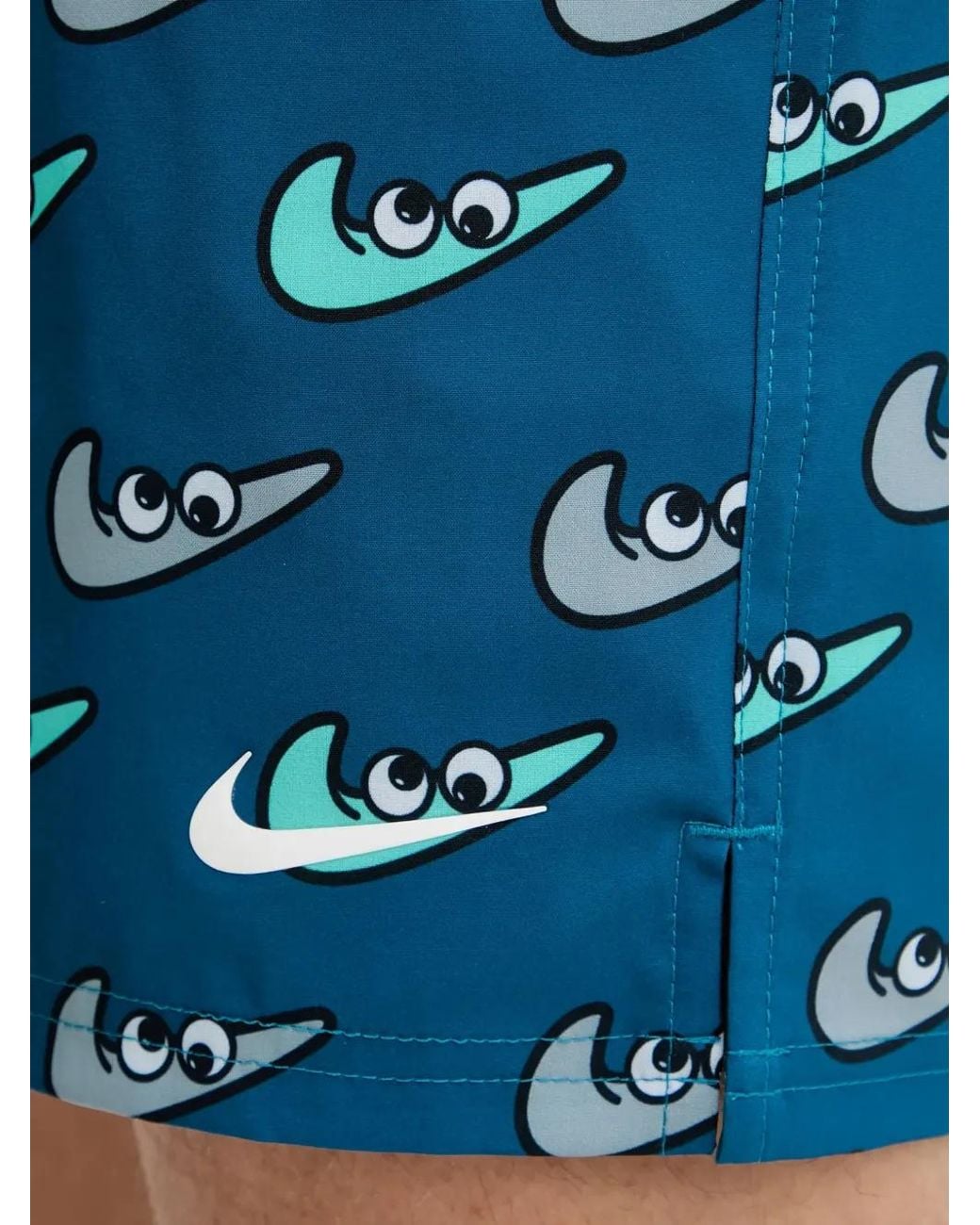 Nike Blue Swoosh-Print Swim Shorts for men