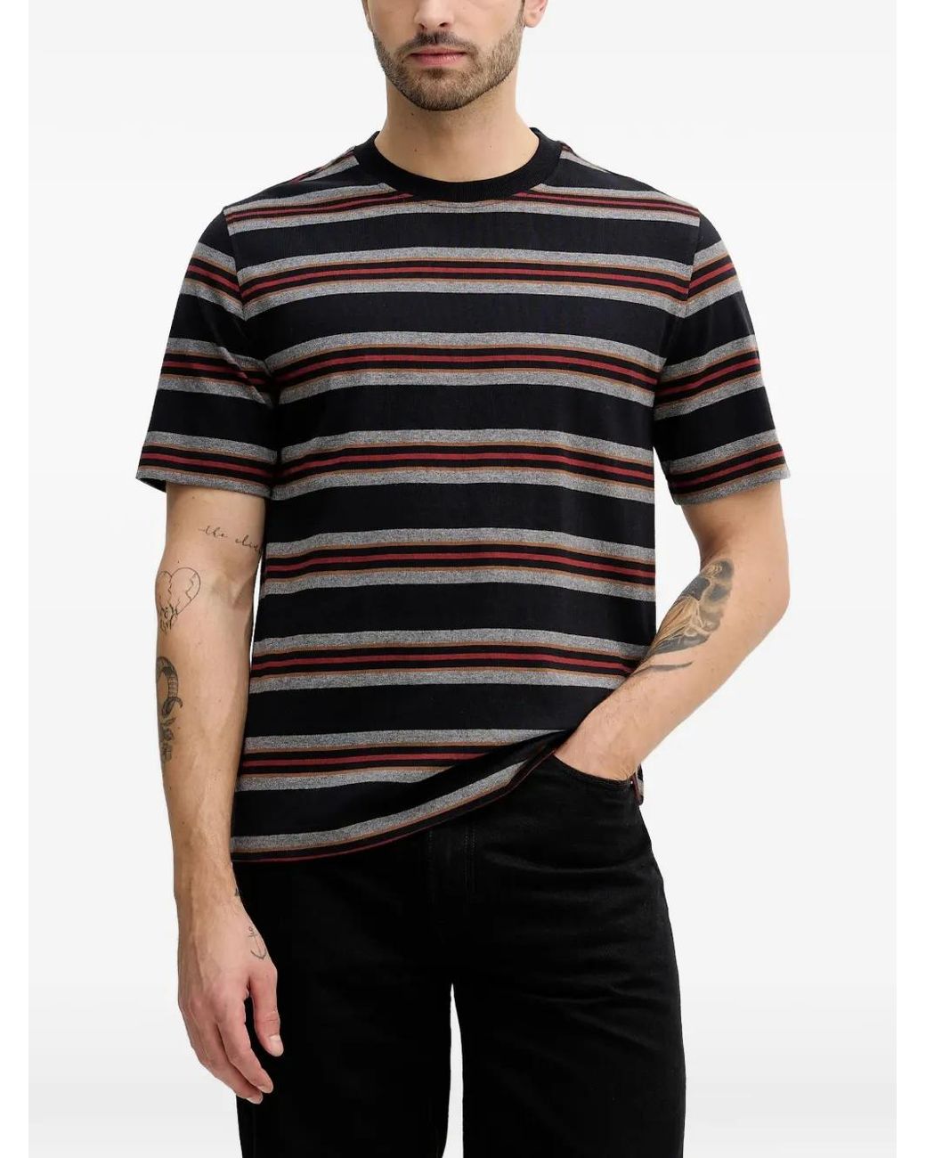 Barbour Black Sandwick Striped T-Shirt for men