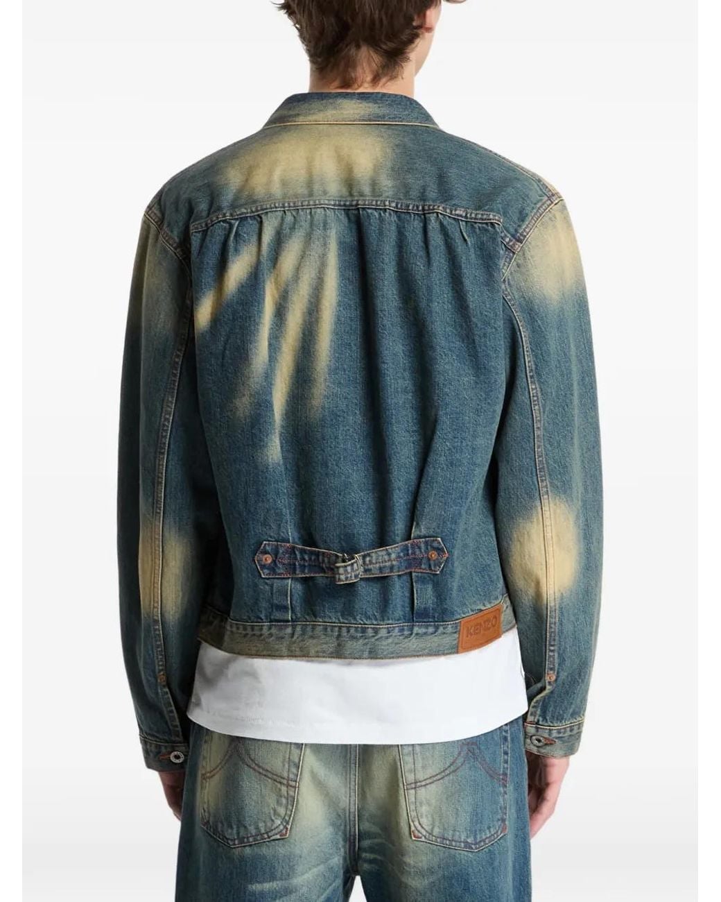 KENZO Blue Faded-Effect Denim Jacket for men
