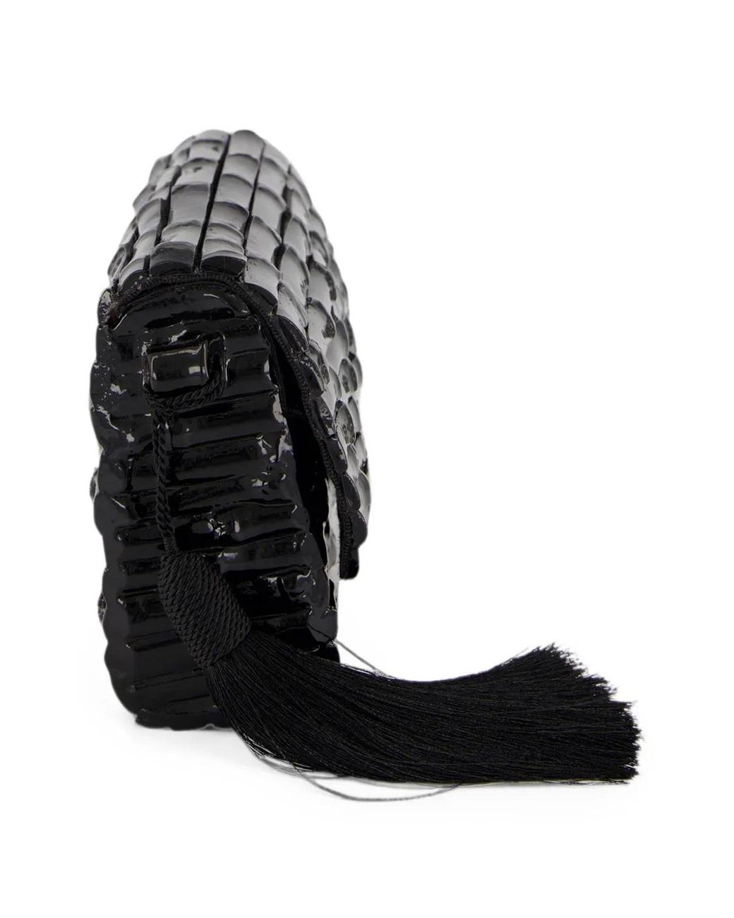 Glorinha Paranagua Black Gaya Lacquered Bamboo Clutch Bag