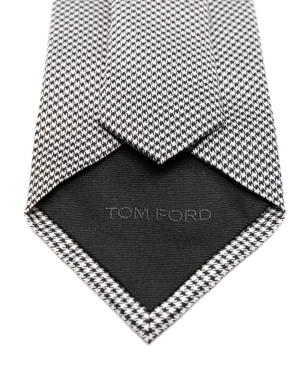Tom Ford Gray Houndstooth-Pattern Tie for men