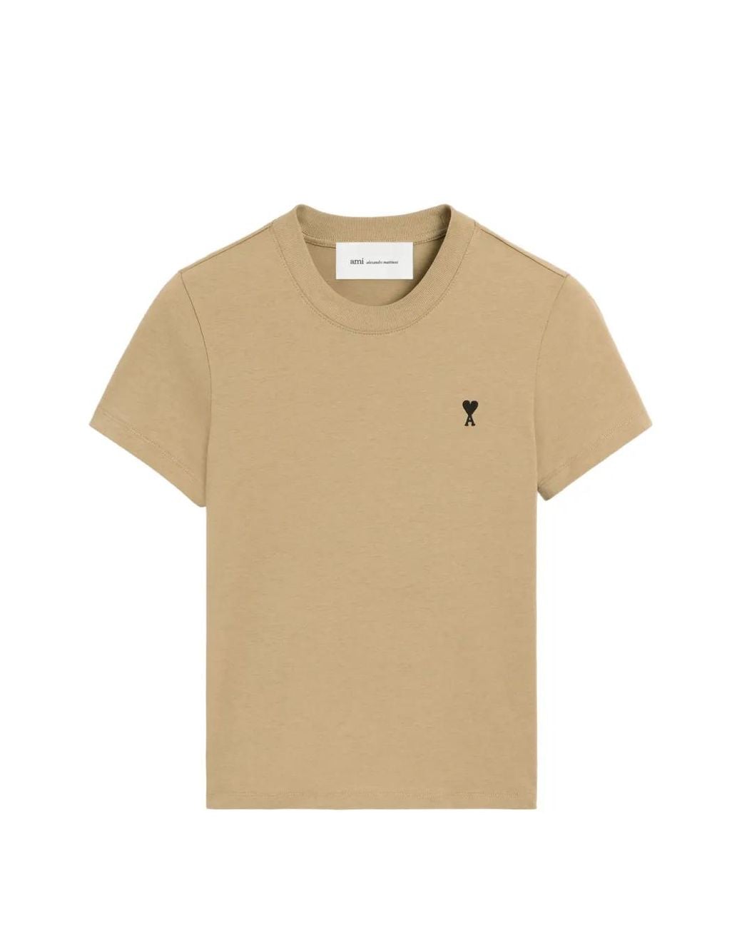 AMI Natural Cotton T-Shirt With Ami De Coeur