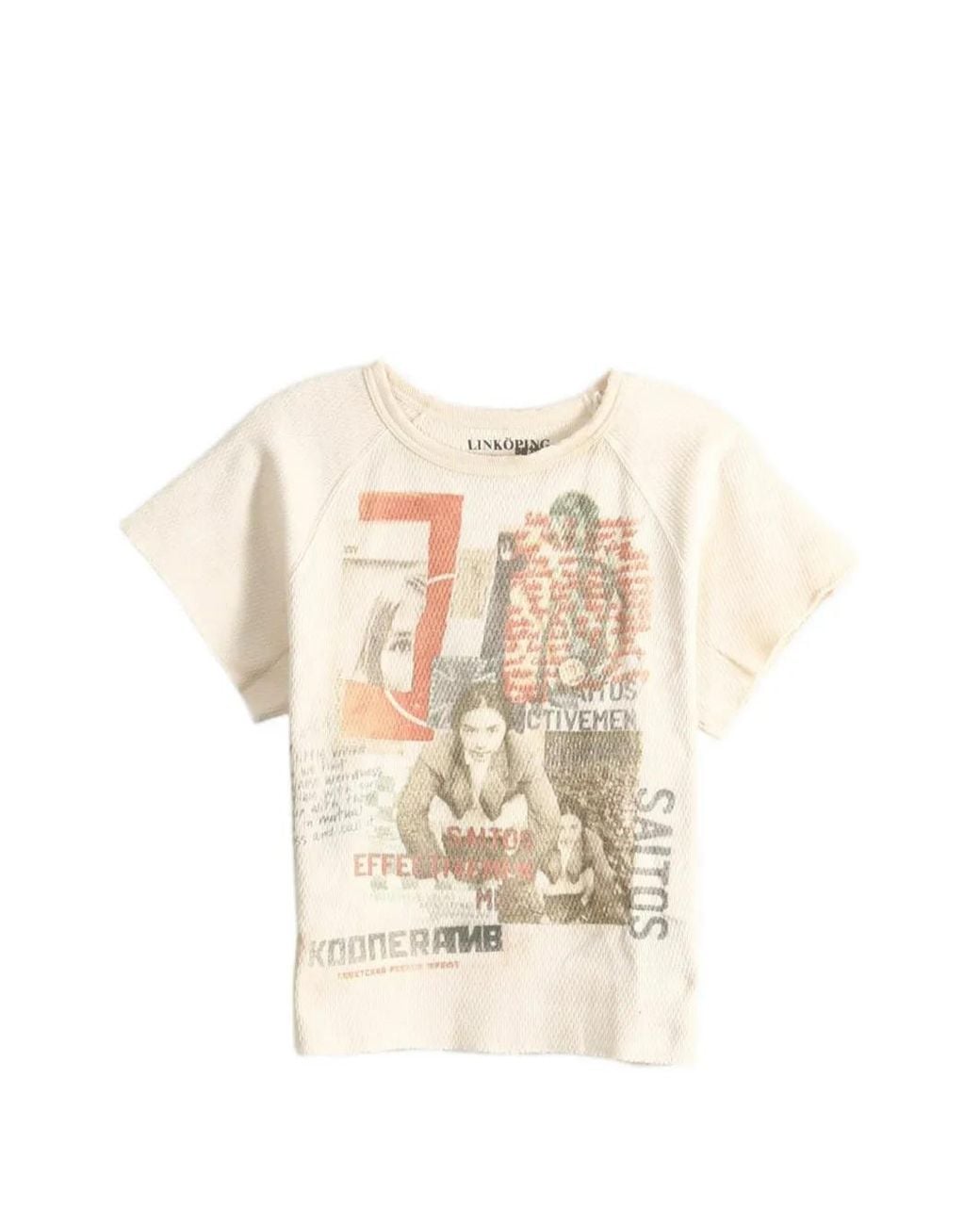 SAITOS White Waffle Mess Graphic-Print T-Shirt