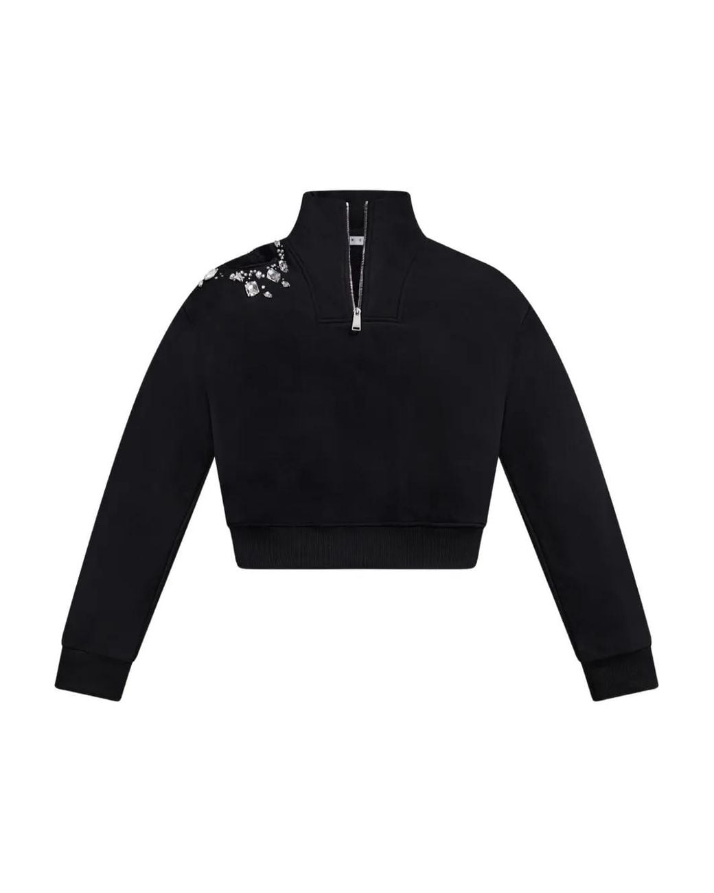 Area Blue Crystal Cut-Out Half-Zip Sweatshirt