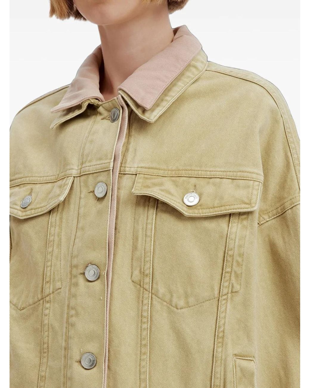 Mini Cream Natural Logo-Patch Denim Jacket
