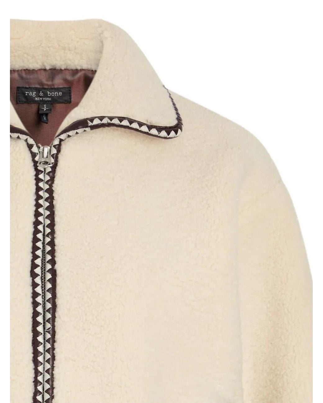Rag & Bone Natural Triangular-Pattern-Trim Zip-Up Jacket