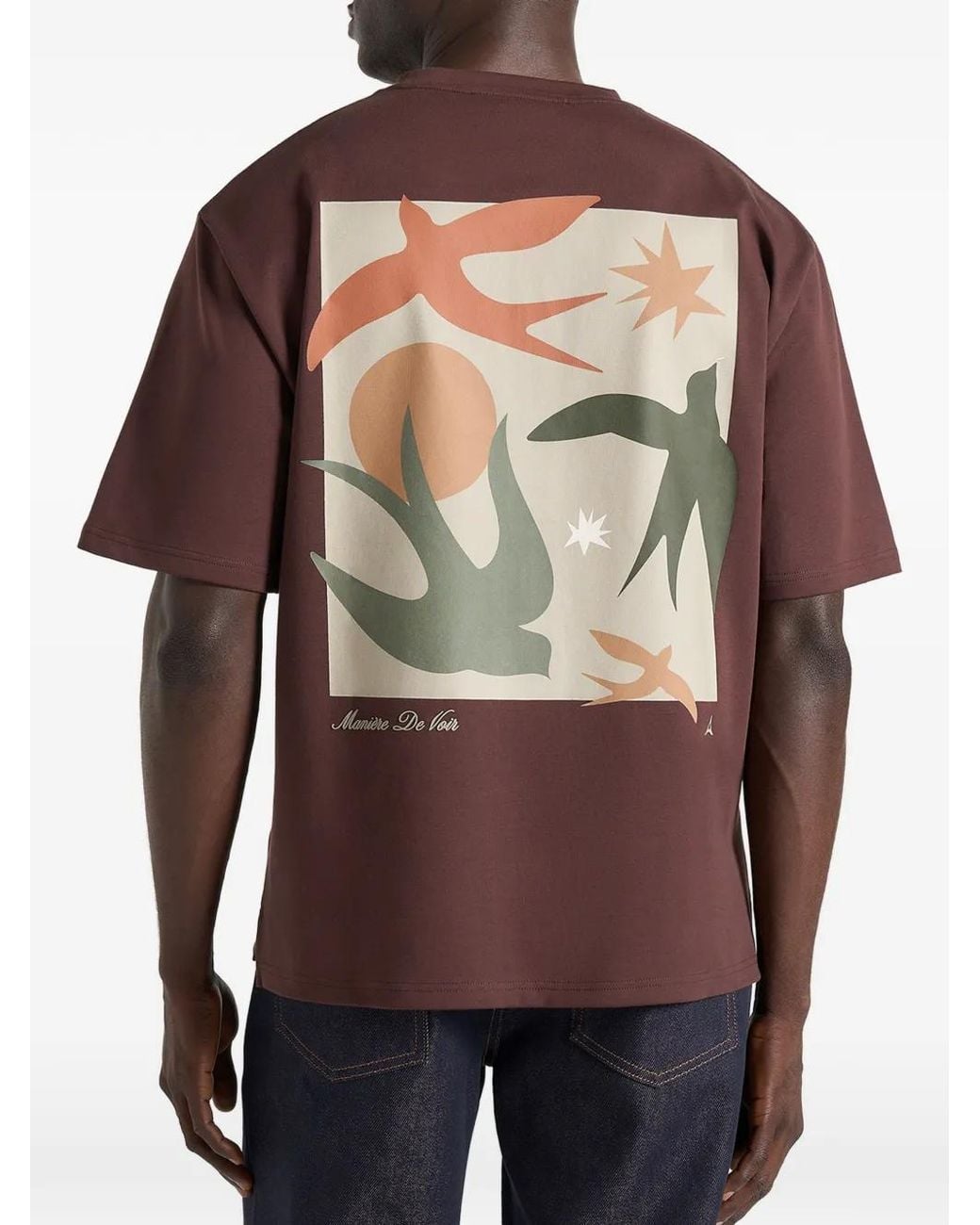 Manière De Voir Purple T-Shirt Thibault En Coton À Détail D'Oiseau for men