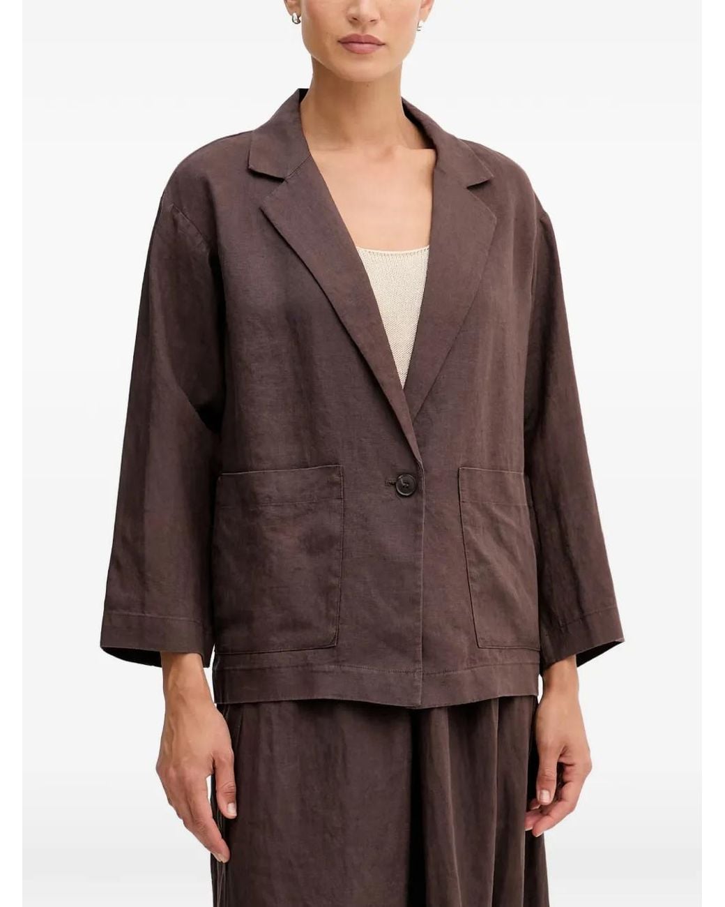 Benetton Brown Notched-Lapel Single-Breasted Jacket