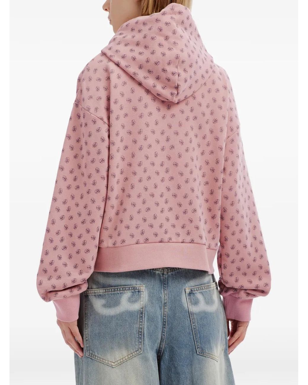 Chocoolate Pink Monogram-Print Zip-Up Hoodie