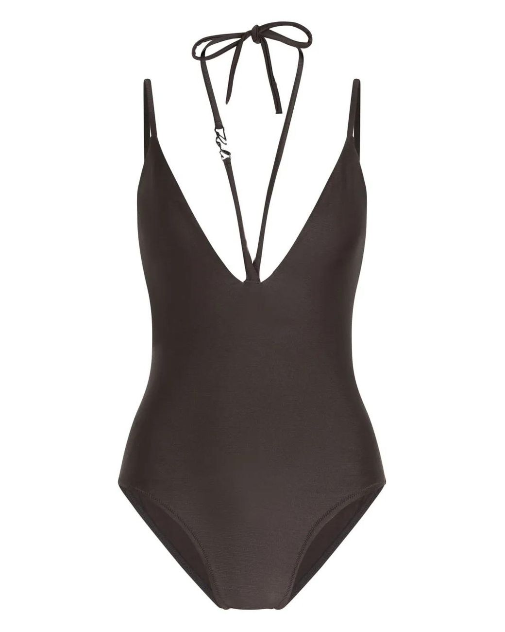Karl Lagerfeld Brown Multi-Strap Swimsuit