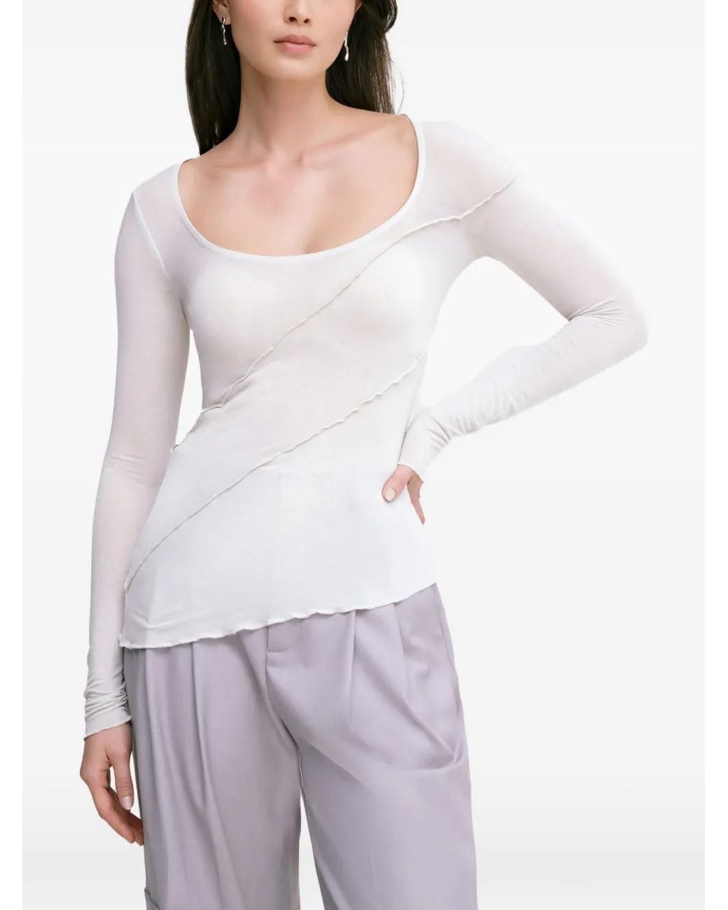 MARCELLA White Melody Ruffled Long-Sleeve Top