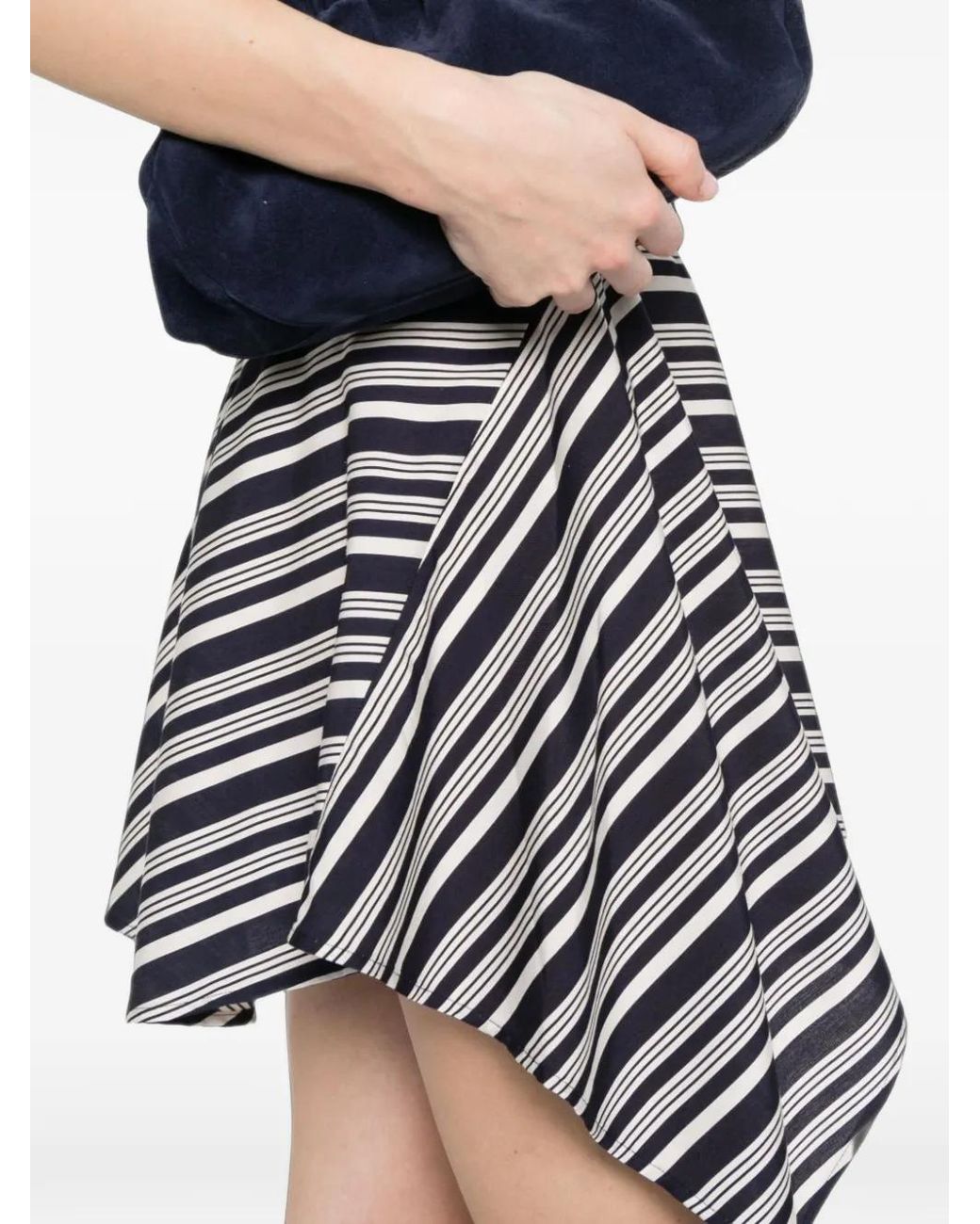 IRO White Unya Striped Asymmetric Mini Dress