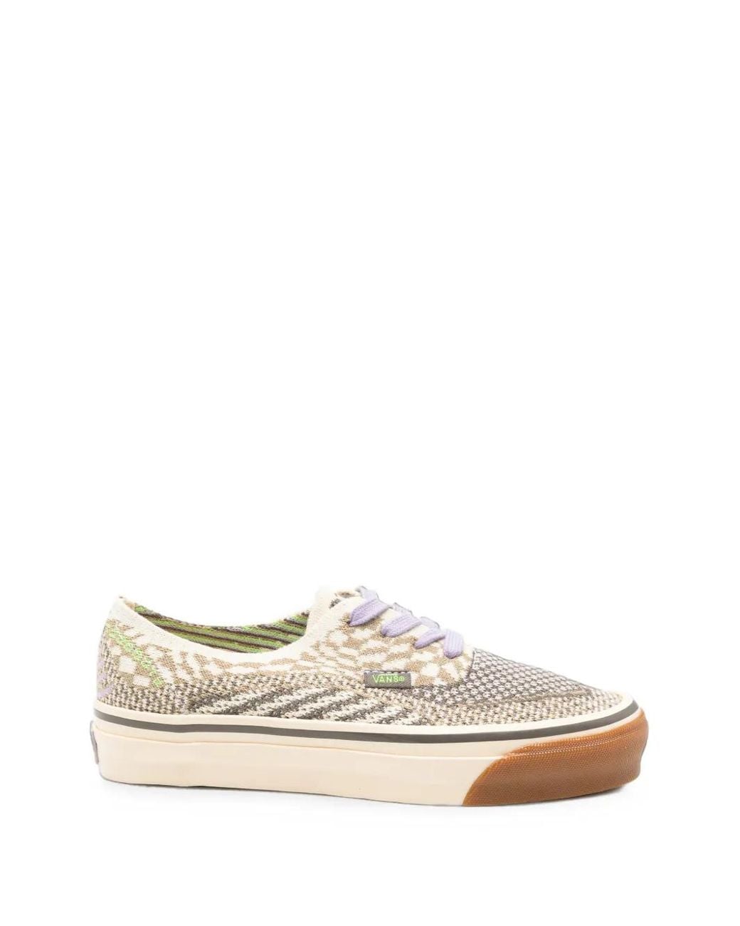 Vans White Lx Authentic Check-Pattern Knit Sneakers for men