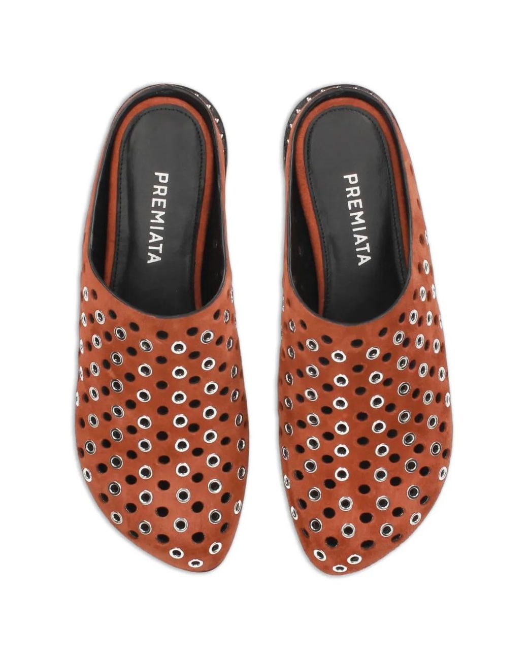 Premiata Brown Eyelet-Detail Mules