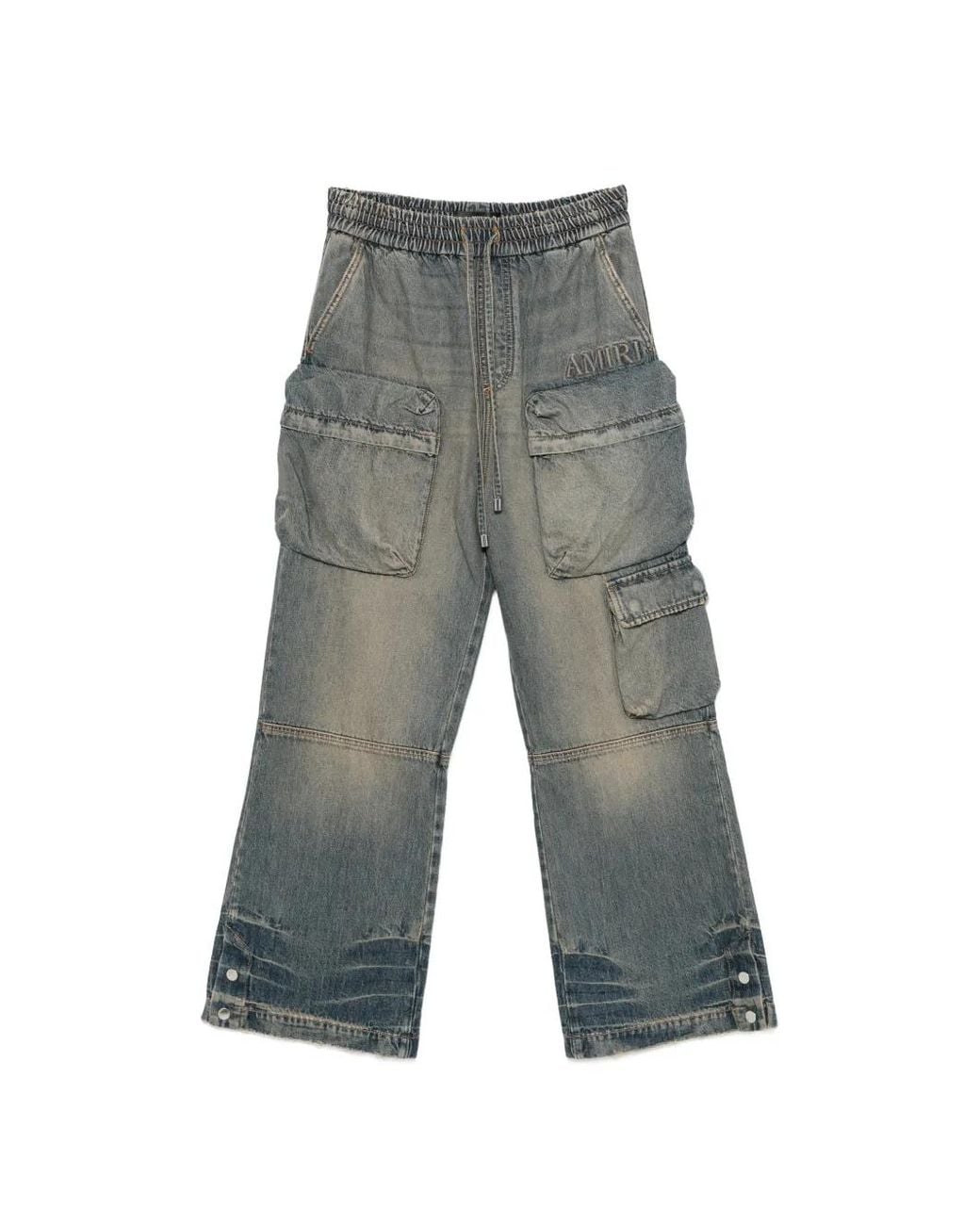Amiri Gray Drawstring-Waist Cargo Pants for men
