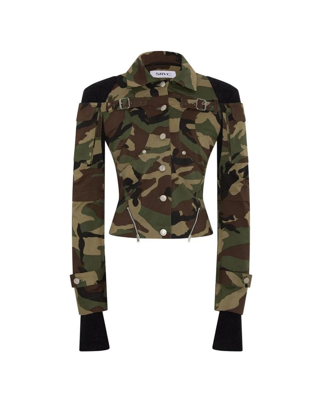 SRVC Studio Green Mecha Camouflage Cargo Jacket