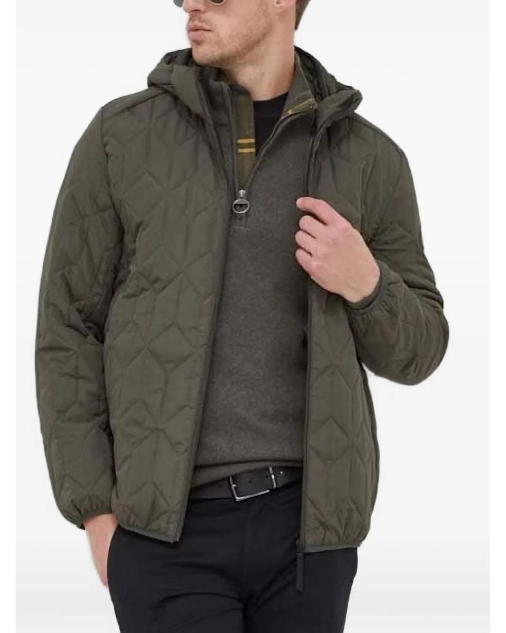 Barbour Gray Cotton Quarter-Zip Jumper for men