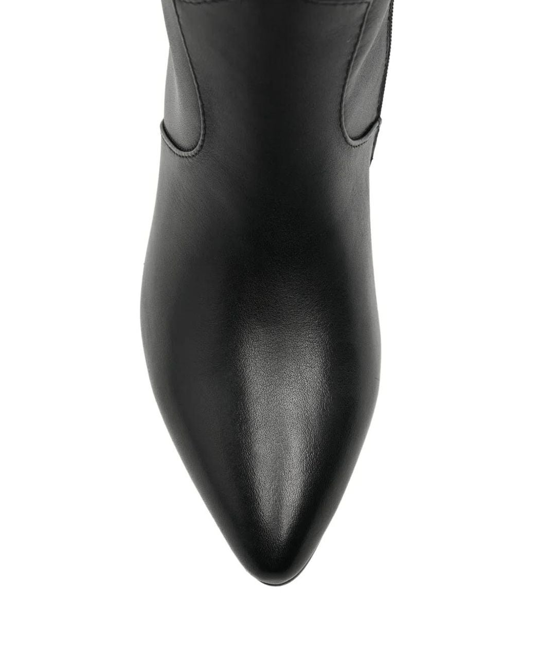 Linda Baumann Black Pointed-Toe Side-Zip Knee-High Boots