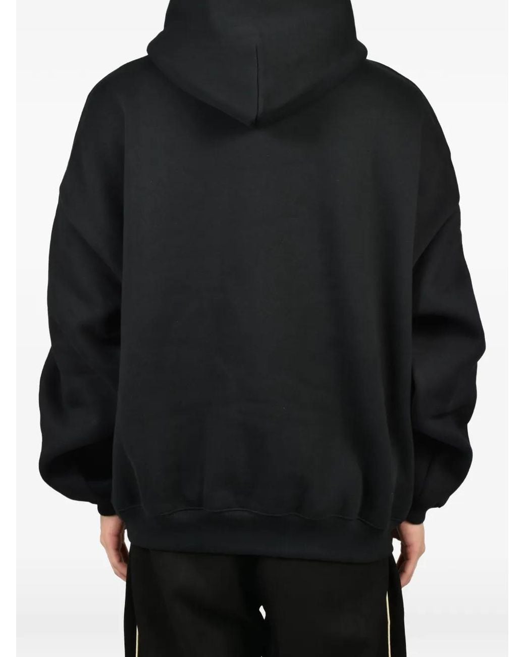 Essentials Black Logo-Print Hoodie for men