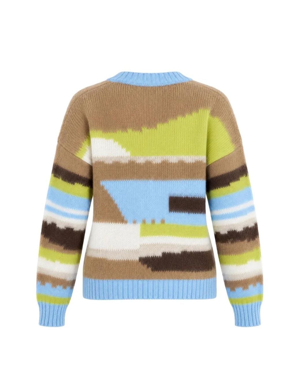 Kocca Blue Abstract-Pattern V-Neck Sweater