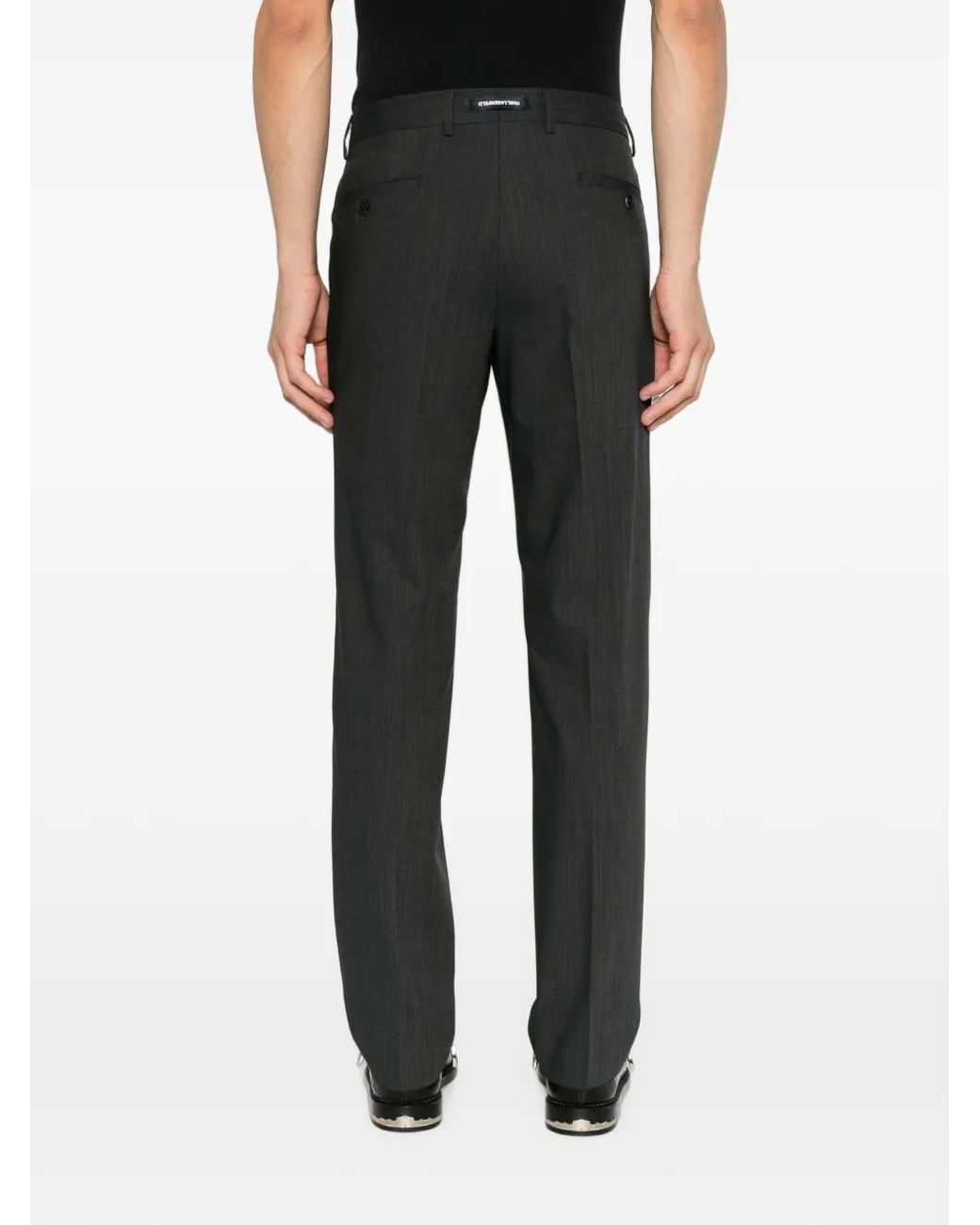 Karl Lagerfeld Black Pressed-Crease Tailored Trousers for men