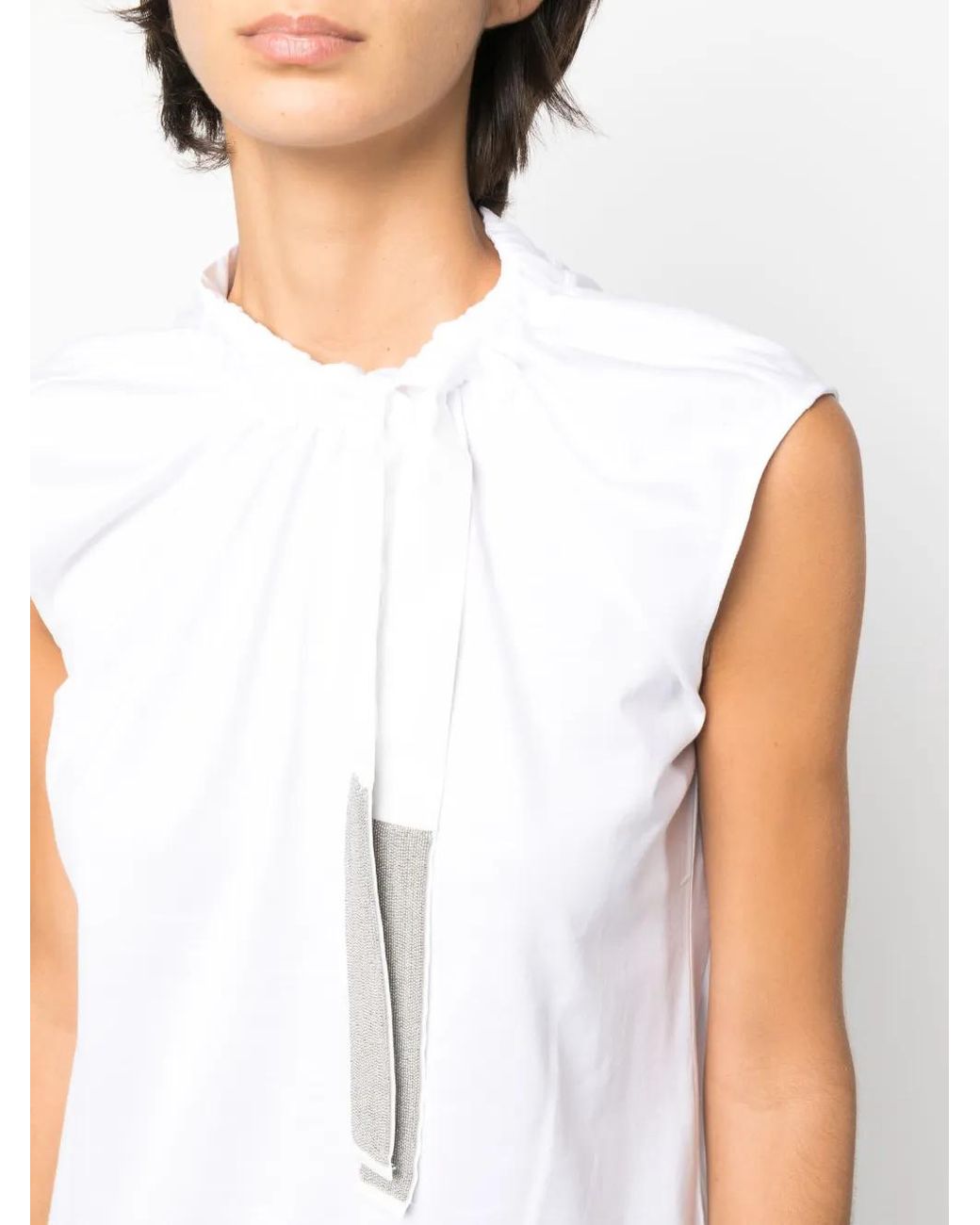 Fabiana Filippi White Drawstring Cotton Tank Top