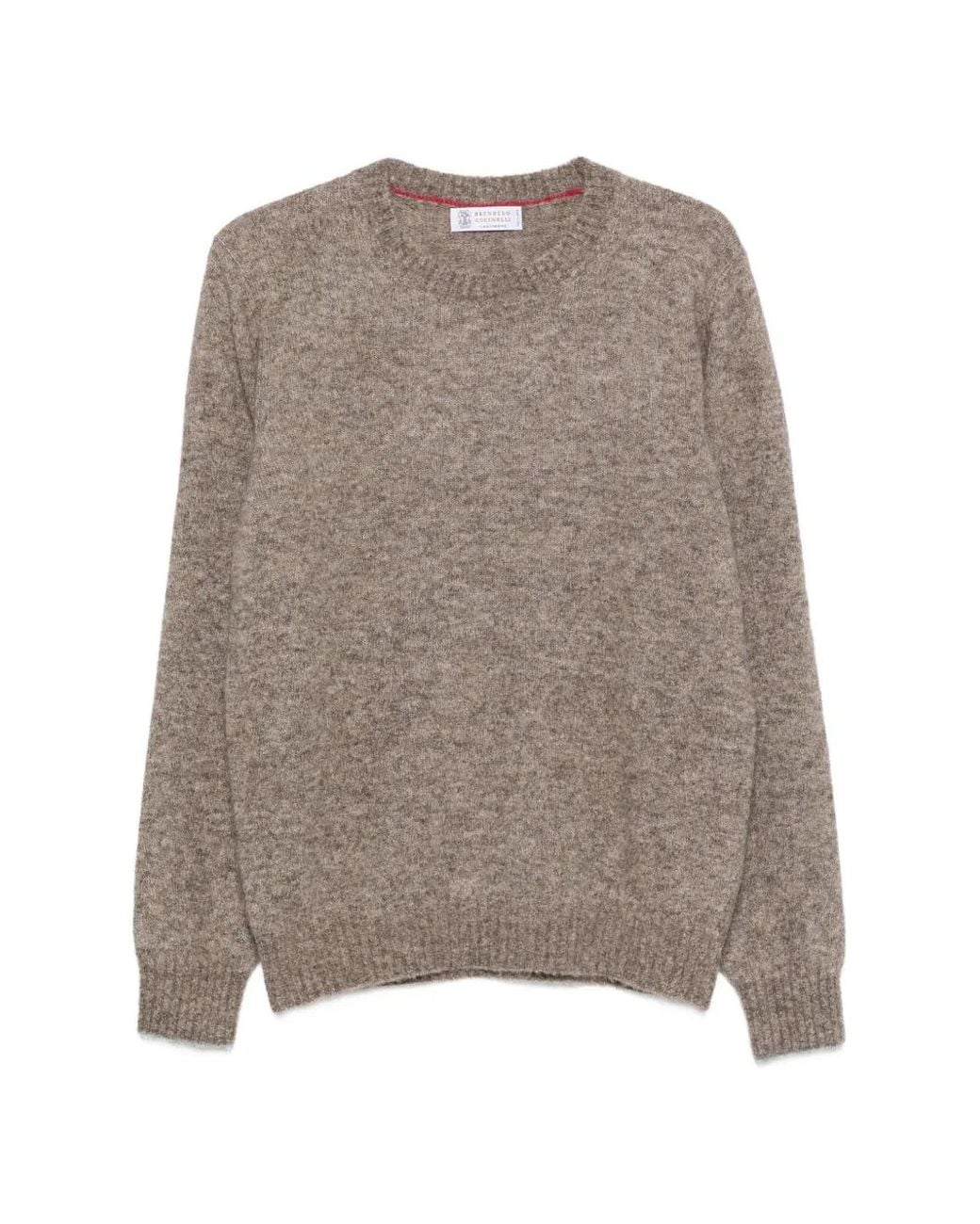 Brunello Cucinelli Brown Crew-Neck Knitted Sweater for men
