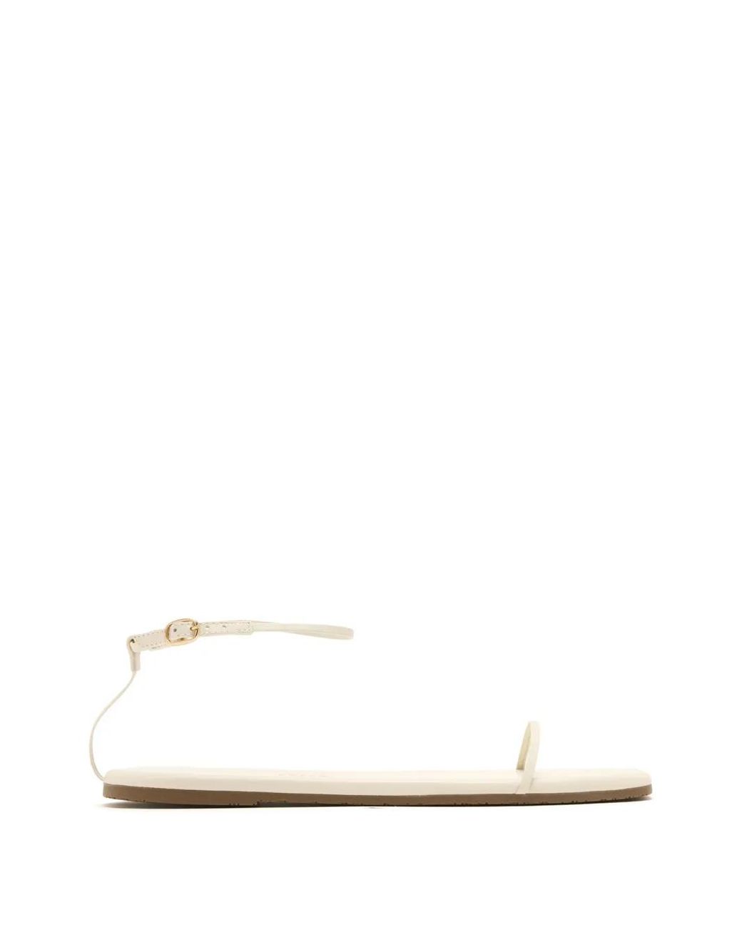 TKEES White Twiggy Square-Toe Flat Sandals