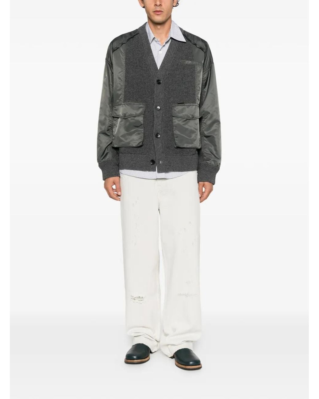 Feng Chen Wang Black Layered Cardigan for men