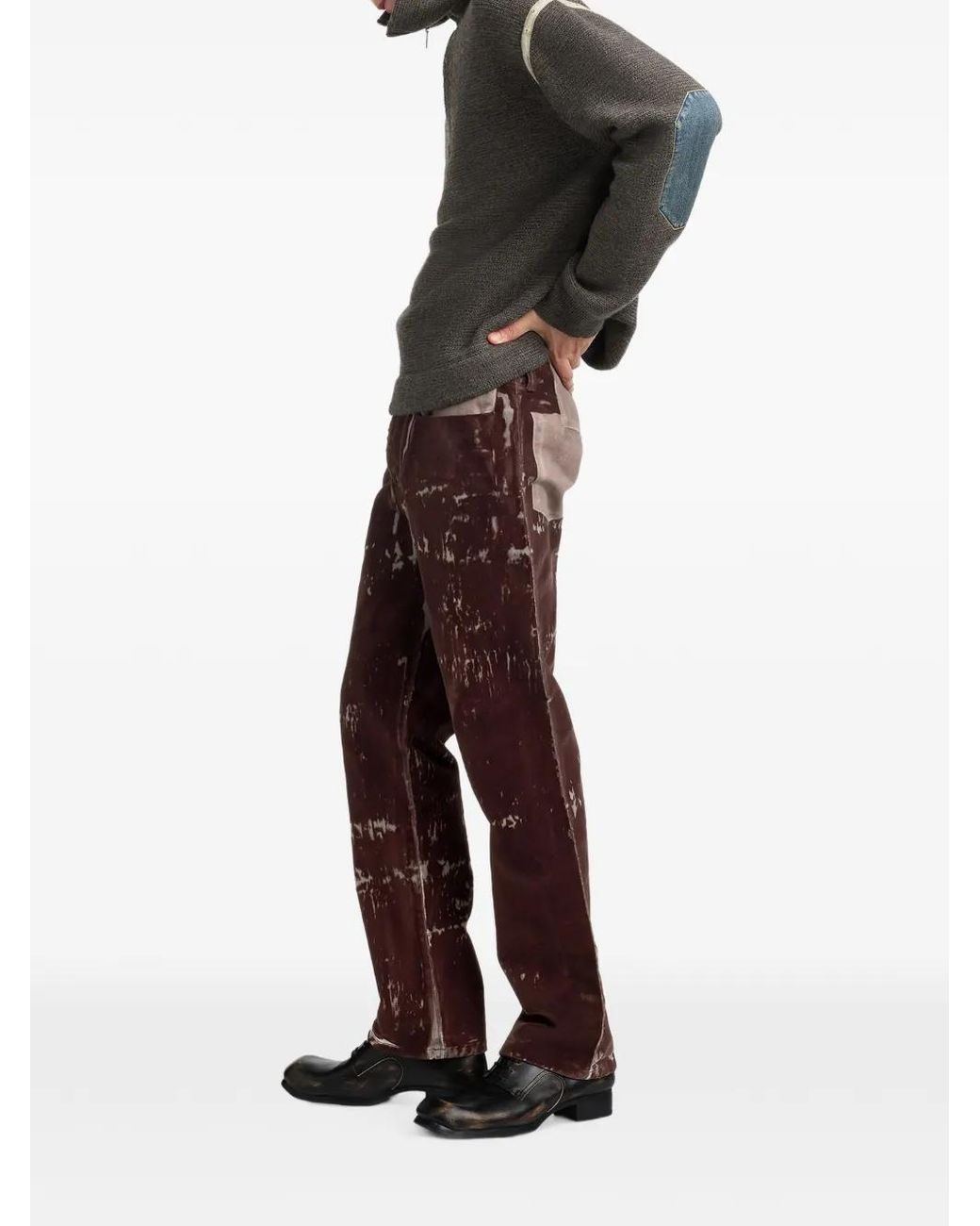Maison Margiela Purple Flocked Denim Trousers for men