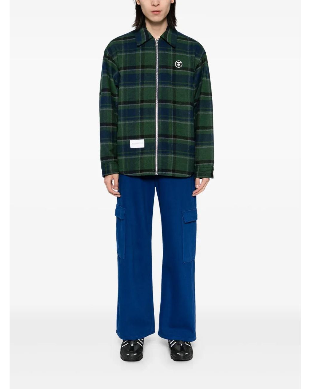 Aape By A Bathing Ape Green Moonface Logo Check Jacket for men