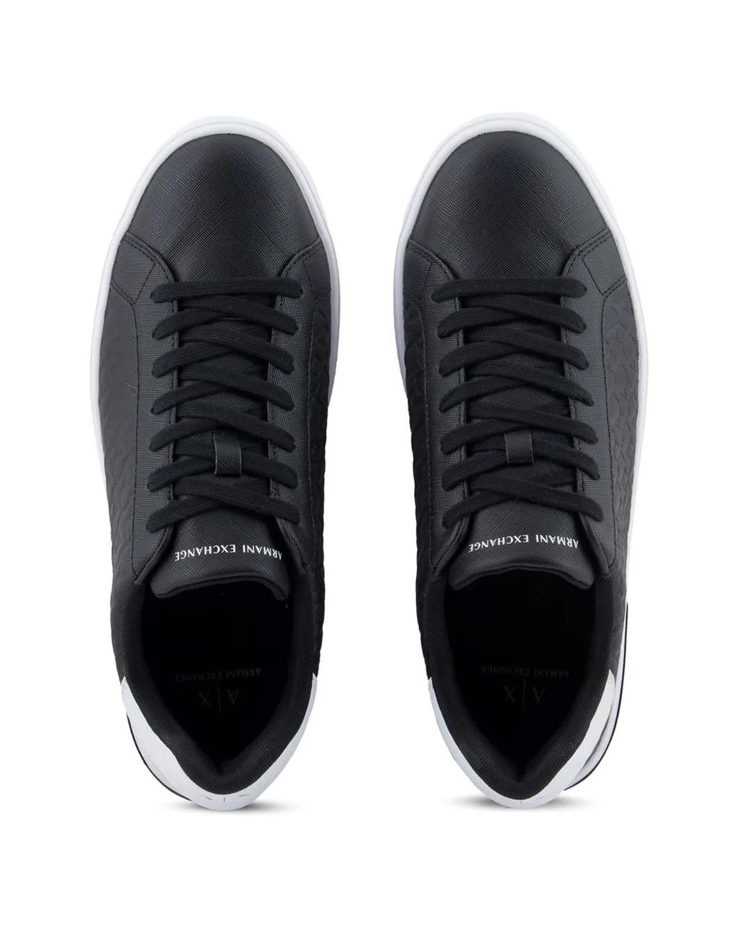 ARMANI EXCHANGE Black Monogram-Debossed Sneakers for men