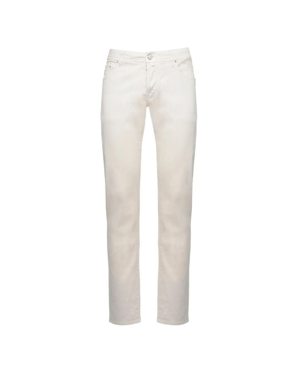 Jacob Cohen White Logo-Patch Jeans for men