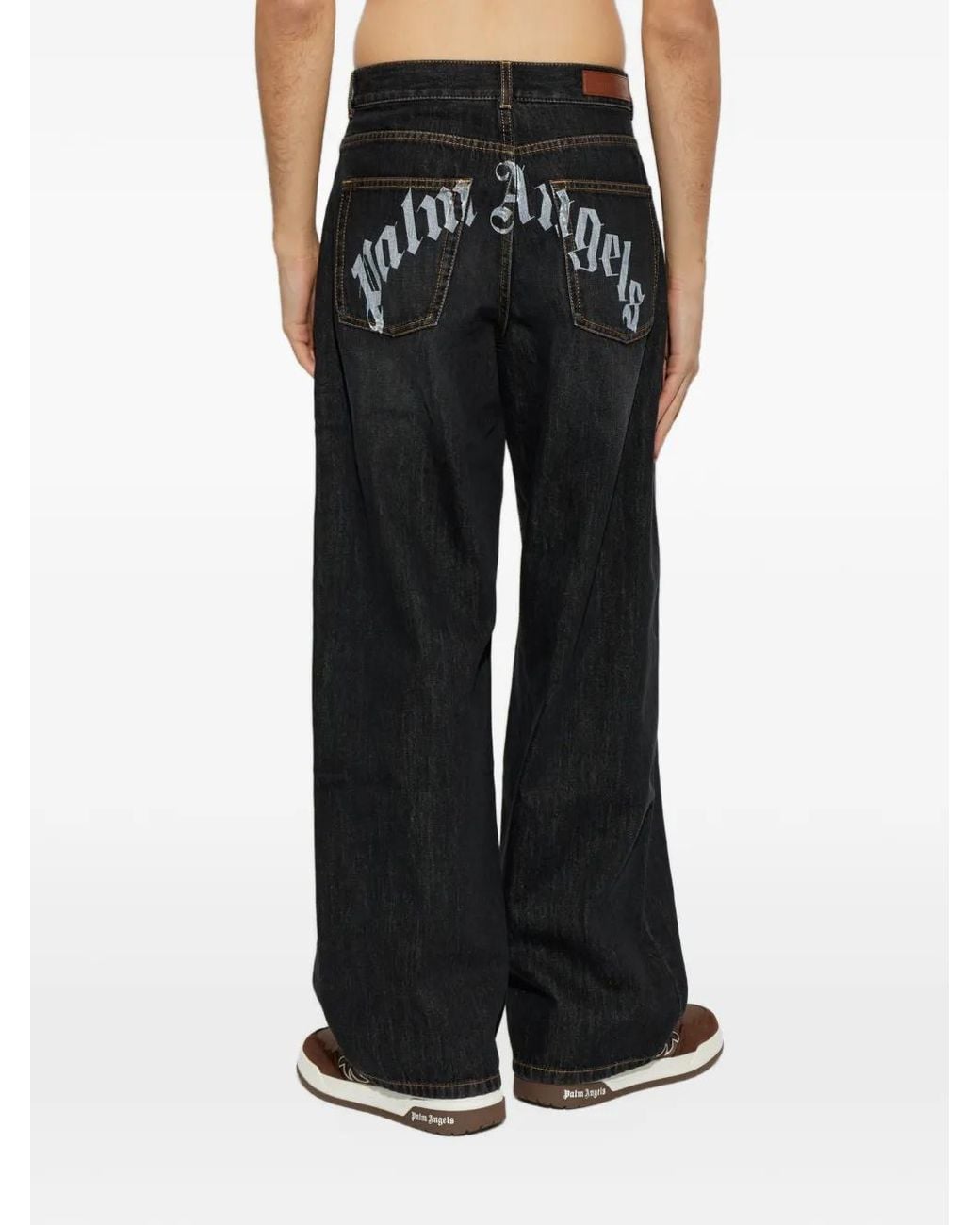 Palm Angels Black Straight-Leg Jeans for men
