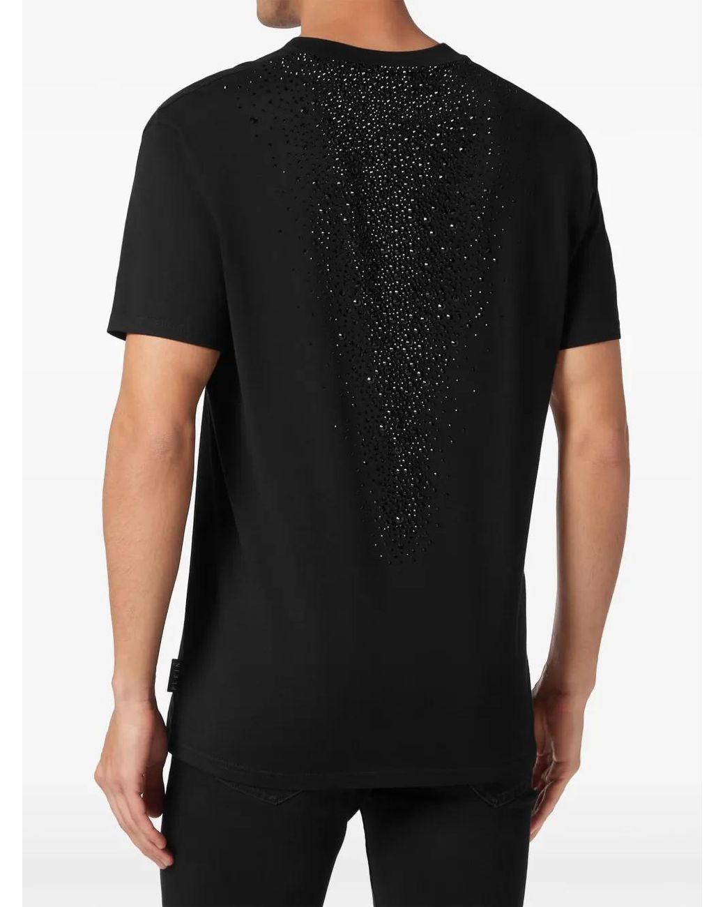 Philipp Plein Black Crystal-Embellished Cotton T-Shirt for men