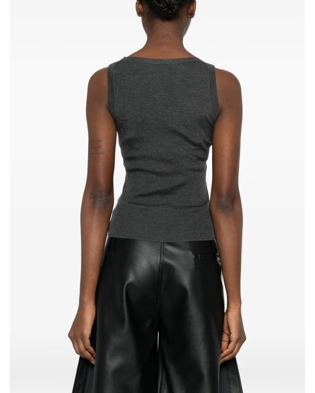IVORY PARIS Black Ribbed Tank Top