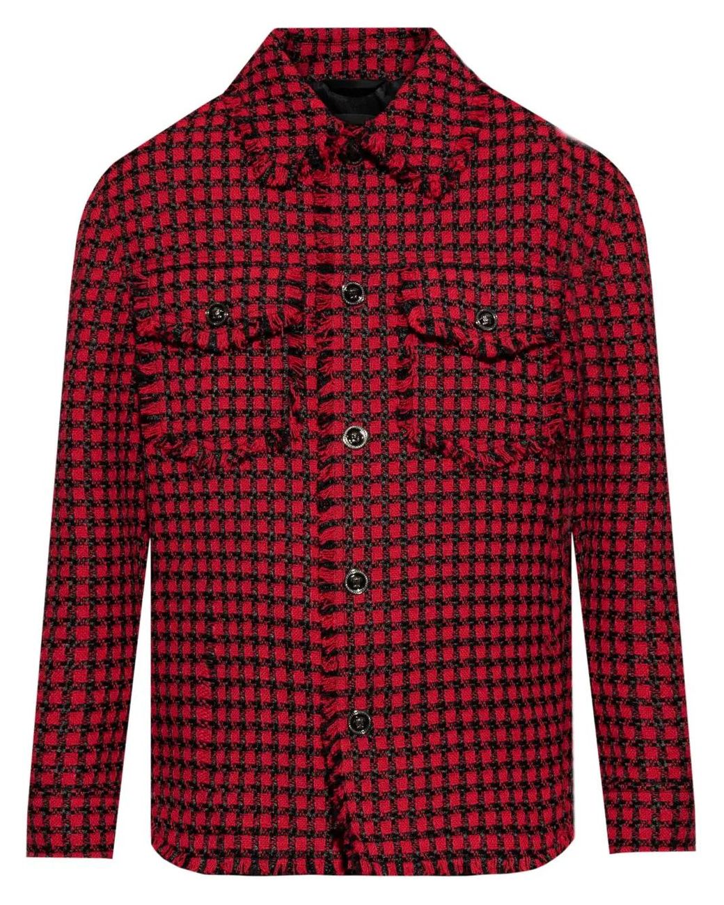 Versace Tweed Shirt Jacket in Red for Men | Lyst