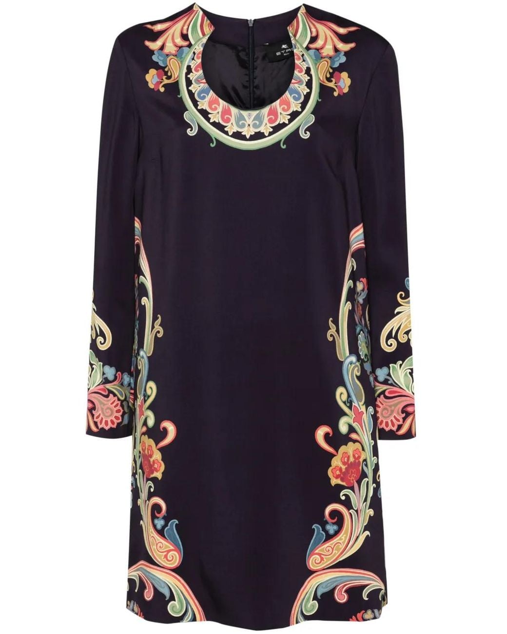 Etro Blue Floral-Print Midi Dress